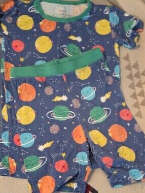 Little Sleepies Sleepy Planets Space Blue Pajama Set Size 9/10